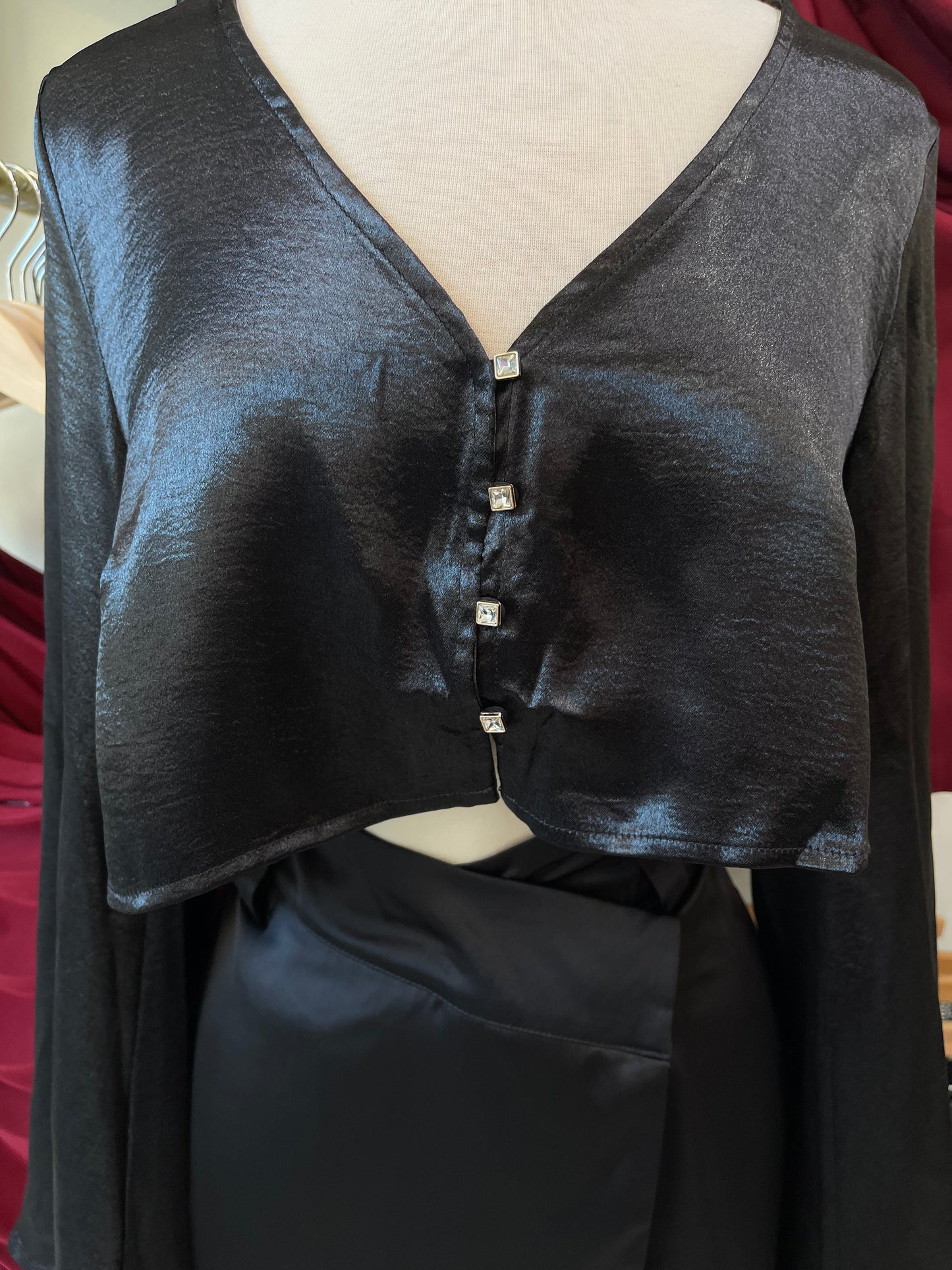 Black Satin Blouse