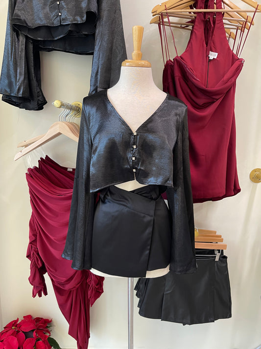 Black Satin Blouse