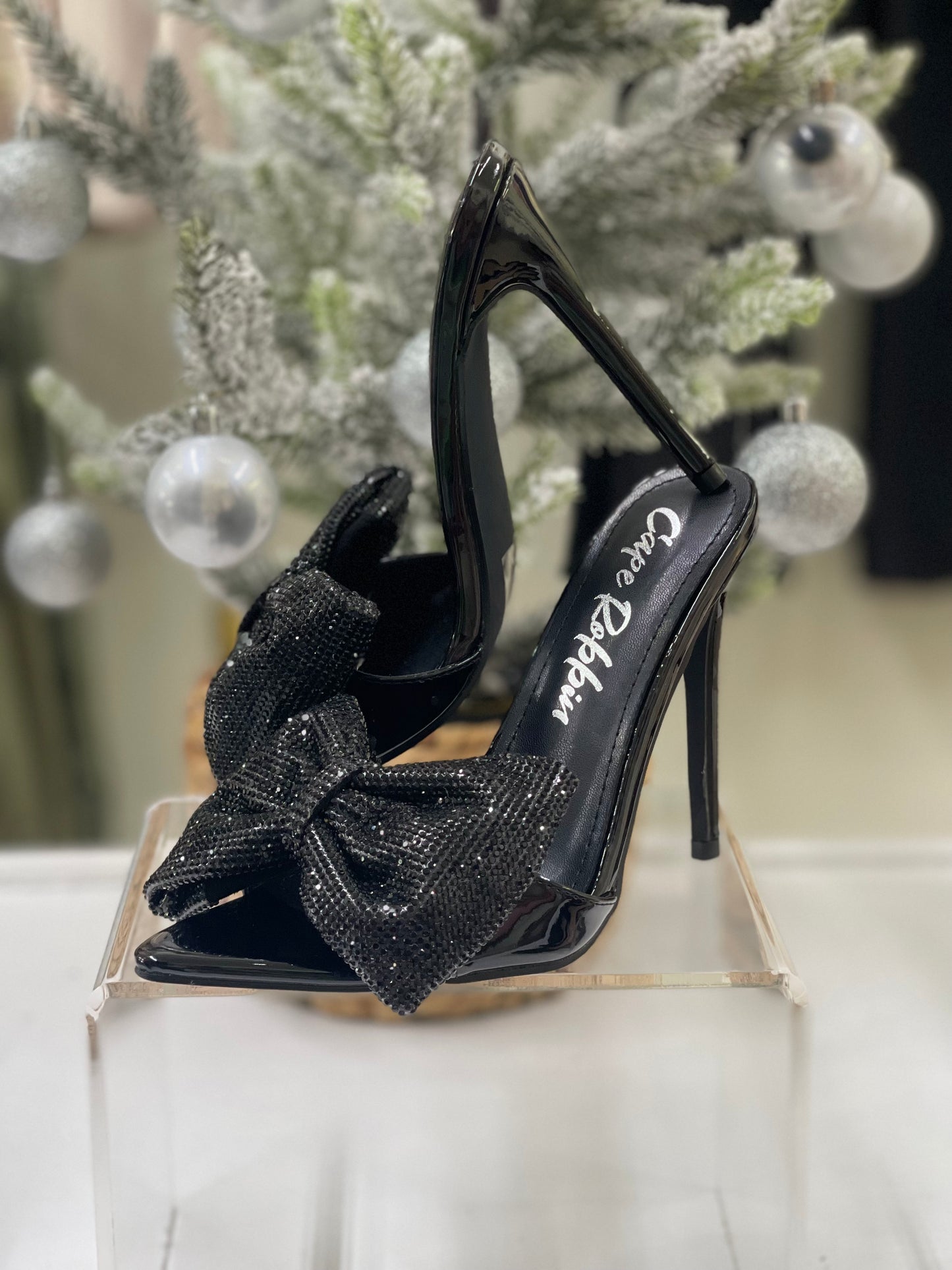 Sparkle Black Bow Heel